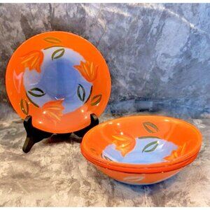 Set of 4 Vintage Matys Orange and Blue 6" Bowl